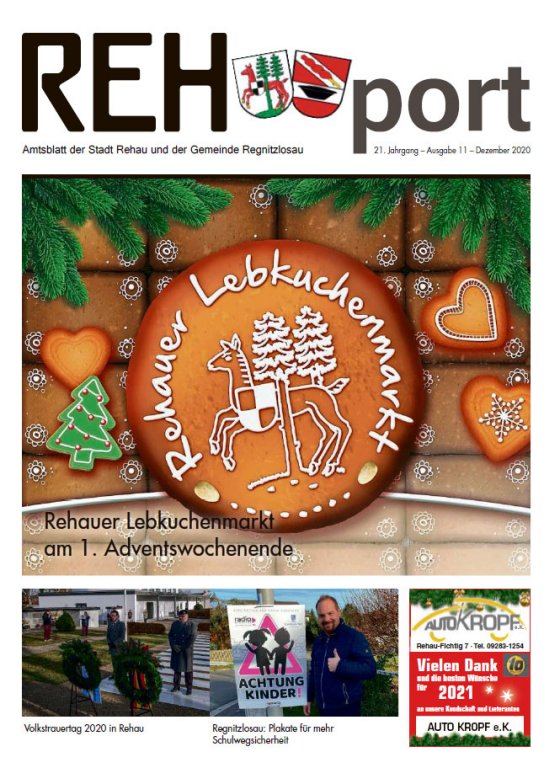 Amtsblatt der Stadt Rehau und der Gemeinde Regnitzlosau - REHport - 11/2020